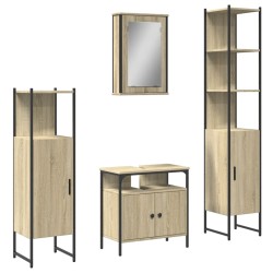 vidaXL Juego de muebles de baño 4 pzas contrachapada roble Sonoma