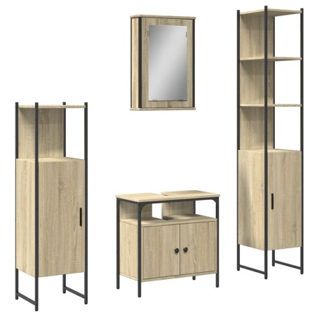 vidaXL Juego de muebles de baño 4 pzas contrachapada roble Sonoma
