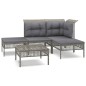 vidaXL Set de muebles de jardín 5 pzas y cojines ratán sintético gris vidaXL Set de muebles de jardín 5 pzas y cojines ratán sintético gris