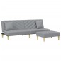 vidaXL Sofá cama de 2 plazas con almohadas y taburete tela gris claro vidaXL Sofá cama de 2 plazas con almohadas y taburete tela gris claro