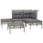 vidaXL Set de muebles de jardín 5 pzas y cojines ratán sintético gris vidaXL Set de muebles de jardín 5 pzas y cojines ratán sintético gris