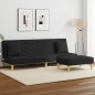 vidaXL Sofá cama de 2 plazas con almohadas y taburete tela negro vidaXL Sofá cama de 2 plazas con almohadas y taburete tela negro