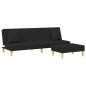 vidaXL Sofá cama de 2 plazas con almohadas y taburete tela negro vidaXL Sofá cama de 2 plazas con almohadas y taburete tela negro