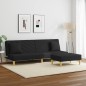 vidaXL Sofá cama de 2 plazas con almohadas y taburete tela negro vidaXL Sofá cama de 2 plazas con almohadas y taburete tela negro