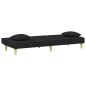 vidaXL Sofá cama de 2 plazas con almohadas y taburete tela negro vidaXL Sofá cama de 2 plazas con almohadas y taburete tela negro