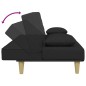 vidaXL Sofá cama de 2 plazas con almohadas y taburete tela negro vidaXL Sofá cama de 2 plazas con almohadas y taburete tela negro