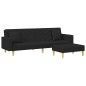 vidaXL Sofá cama de 2 plazas con almohadas y taburete tela negro vidaXL Sofá cama de 2 plazas con almohadas y taburete tela negro