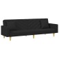 vidaXL Sofá cama de 2 plazas con almohadas y taburete tela negro vidaXL Sofá cama de 2 plazas con almohadas y taburete tela negro