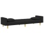 vidaXL Sofá cama de 2 plazas con almohadas y taburete tela negro vidaXL Sofá cama de 2 plazas con almohadas y taburete tela negro
