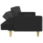 vidaXL Sofá cama de 2 plazas con almohadas y taburete tela negro vidaXL Sofá cama de 2 plazas con almohadas y taburete tela negro