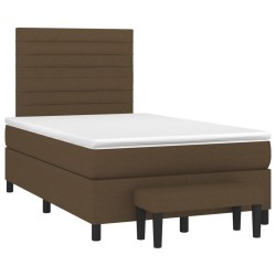 vidaXL Cama box spring con colchón tela marrón oscuro 120x190 cm