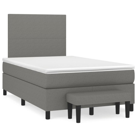 vidaXL Cama box spring con colchón tela marrón oscuro 120x190 cm