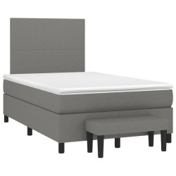 vidaXL Cama box spring con colchón tela marrón oscuro 120x190 cm