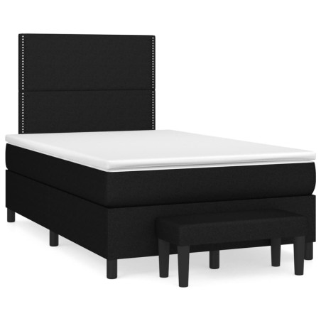 vidaXL Cama box spring con colchón tela negro 120x190 cm