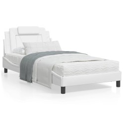 vidaXL Cama con colchón cuero sintético blanco 100x200 cm