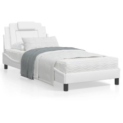 vidaXL Cama con colchón cuero sintético blanco 80x200 cm