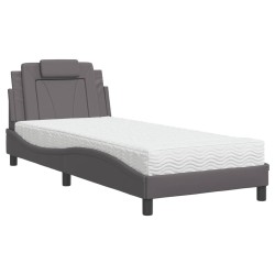vidaXL Cama con colchón cuero sintético gris 80x200 cm