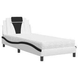 vidaXL Cama con colchón cuero sintético blanco y negro 80x200 cm