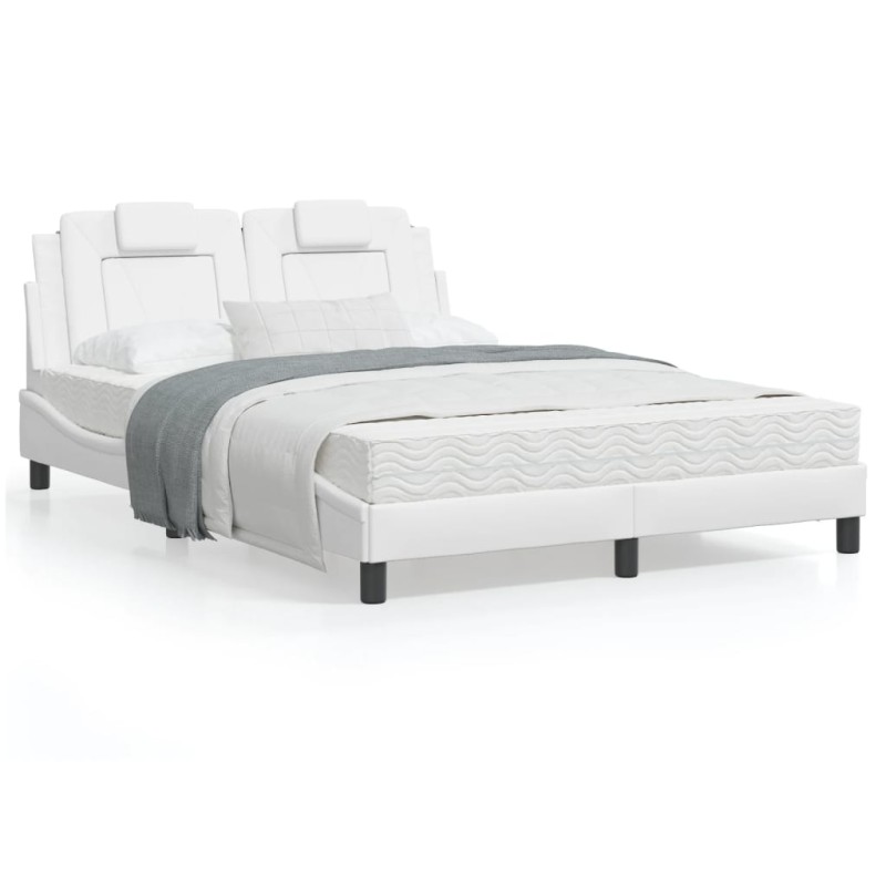 vidaXL Cama con colchón cuero sintético blanco 120x200 cm vidaXL Cama con colchón cuero sintético blanco 120x200 cm