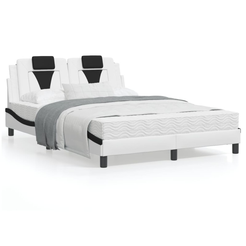 vidaXL Cama con colchón cuero sintético blanco y negro 120x200 cm vidaXL Cama con colchón cuero sintético blanco y negro 120x200 cm