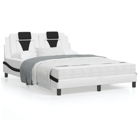 vidaXL Cama con colchón cuero sintético blanco y negro 120x200 cm