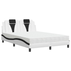 vidaXL Cama con colchón cuero sintético blanco y negro 120x200 cm