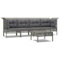 vidaXL Set de muebles de jardín 5 pzas y cojines ratán sintético gris