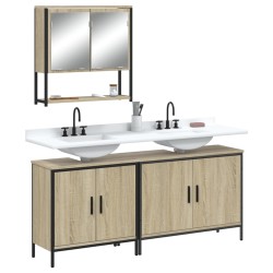 vidaXL Set de muebles de baño 3 pzas madera contrachapada roble Sonoma