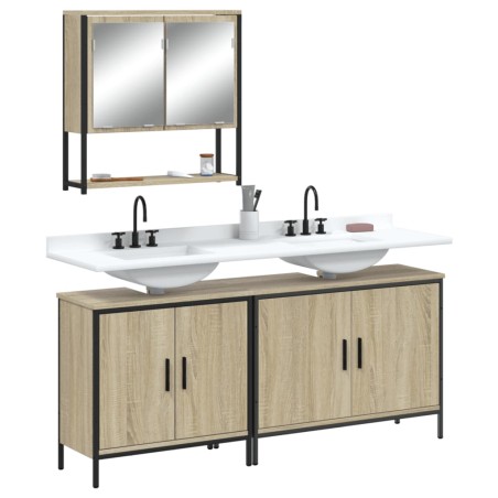 vidaXL Set de muebles de baño 3 pzas madera contrachapada roble Sonoma
