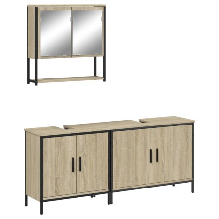 vidaXL Set de muebles de baño 3 pzas madera contrachapada roble Sonoma