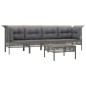 vidaXL Set de muebles de jardín 5 pzas y cojines ratán sintético gris