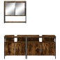 vidaXL Set de muebles baño 3 pzas madera contrachapada roble ahumado vidaXL Set de muebles baño 3 pzas madera contrachapada roble ahumado