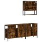 vidaXL Set de muebles baño 3 pzas madera contrachapada roble ahumado vidaXL Set de muebles baño 3 pzas madera contrachapada roble ahumado