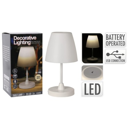 H&S Collection Lámpara de mesa LED recargable blanca 13x30 cm