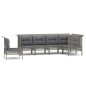 vidaXL Set de muebles de jardín 6 pzas y cojines ratán sintético gris