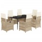 vidaXL Set comedor de jardín 7 pzas con cojines ratán sintético beige vidaXL Set comedor de jardín 7 pzas con cojines ratán sintético beige