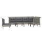 vidaXL Set de muebles de jardín 6 pzas y cojines ratán sintético gris
