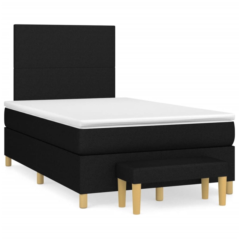 vidaXL Cama box spring con colchón tela negro 120x190 cm vidaXL Cama box spring con colchón tela negro 120x190 cm