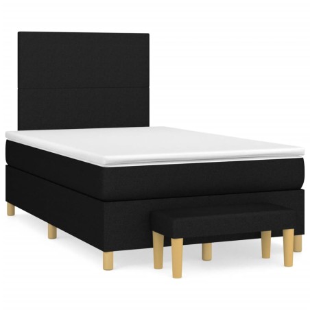 vidaXL Cama box spring con colchón tela negro 120x190 cm