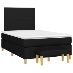 vidaXL Cama box spring con colchón tela negro 120x190 cm