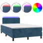 vidaXL Cama box spring colchón y LED terciopelo azul oscuro 120x190 cm vidaXL Cama box spring colchón y LED terciopelo azul oscuro 120x190 cm
