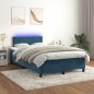 vidaXL Cama box spring colchón y LED terciopelo azul oscuro 120x190 cm vidaXL Cama box spring colchón y LED terciopelo azul oscuro 120x190 cm