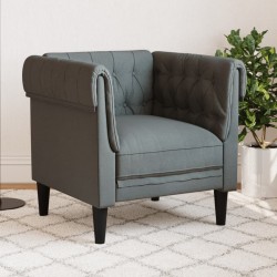 vidaXL Sillón Chesterfield de tela gris oscuro