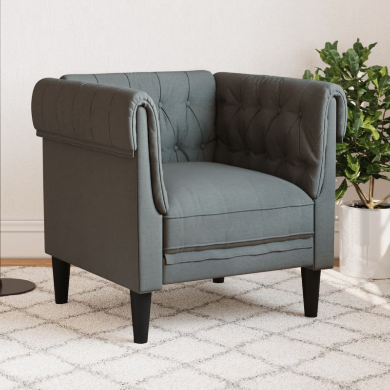 vidaXL Sillón Chesterfield de tela gris oscuro vidaXL Sillón Chesterfield de tela gris oscuro