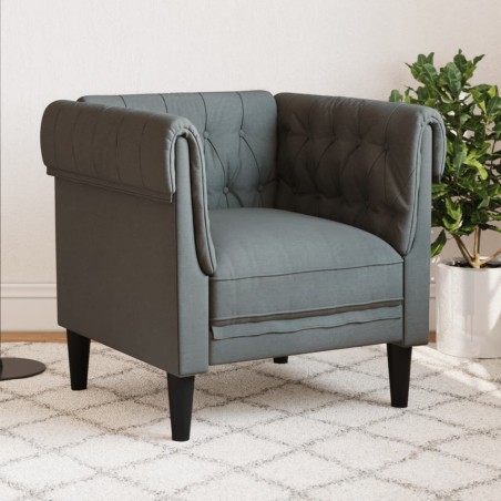 vidaXL Sillón Chesterfield de tela gris oscuro