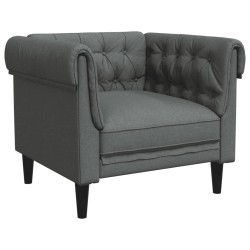 vidaXL Sillón Chesterfield de tela gris oscuro