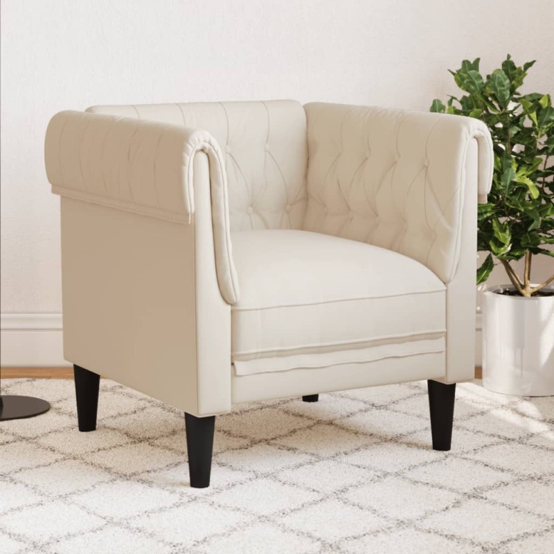 vidaXL Sillón Chesterfield de tela crema vidaXL Sillón Chesterfield de tela crema