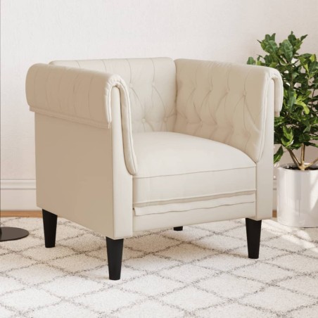 vidaXL Sillón Chesterfield de tela crema
