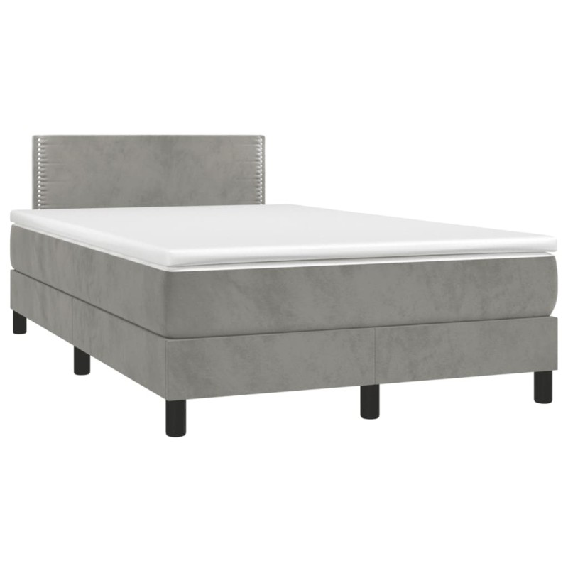 vidaXL Cama box spring colchón y LED terciopelo gris claro 120x190 cm vidaXL Cama box spring colchón y LED terciopelo gris claro 120x190 cm