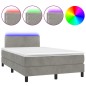 vidaXL Cama box spring colchón y LED terciopelo gris claro 120x190 cm vidaXL Cama box spring colchón y LED terciopelo gris claro 120x190 cm